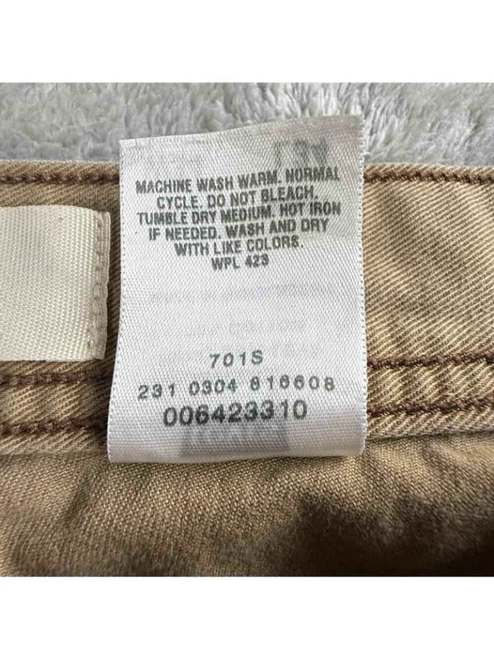 Vintage 701 Levis Cargo Pants Mens 34x34 Beige Loose Straight Relaxed Workwear